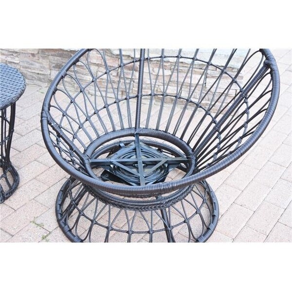 Jeco OF-SC001 Papasan Espresso Resin Wicker Swivel Chair OF-SC001 - main